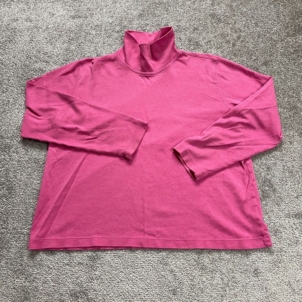 Lands' End Sweater Womens Large Pink Solid Mock Neck Long Sleeve Pullover Casual